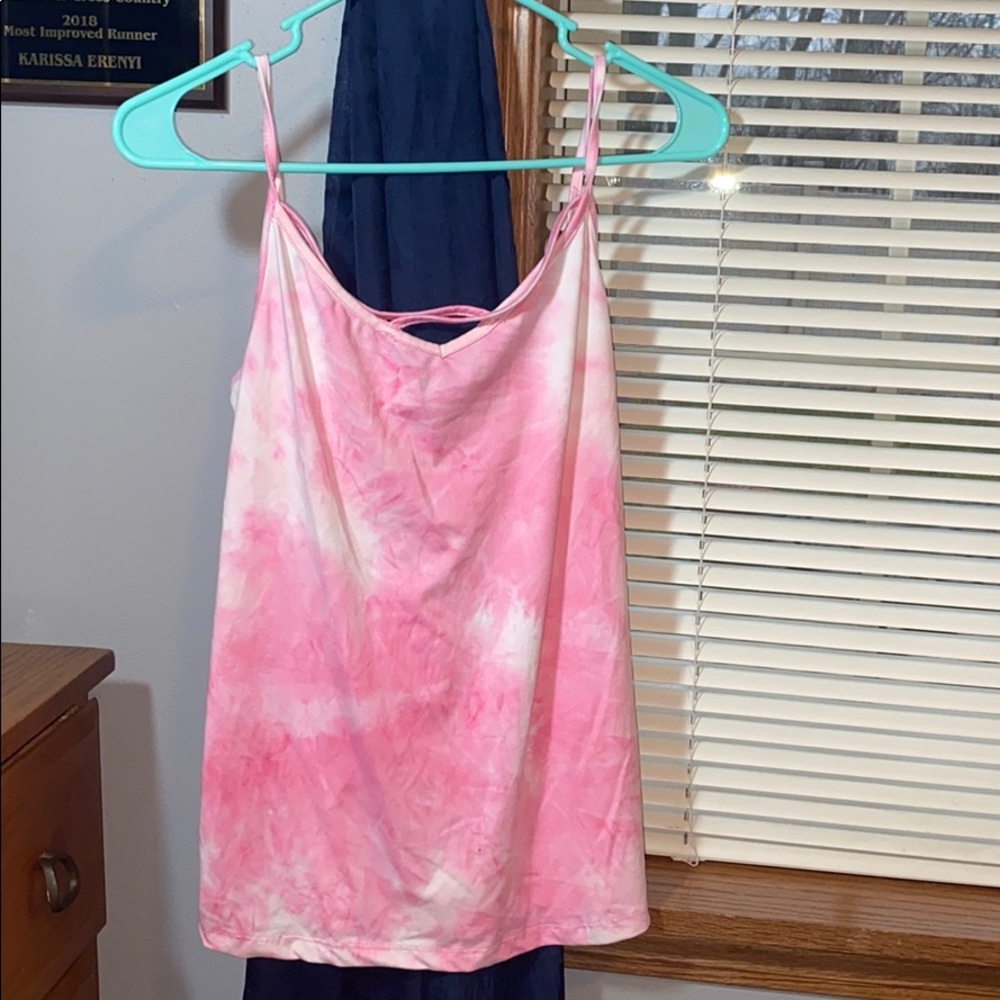 Pink and white tank top